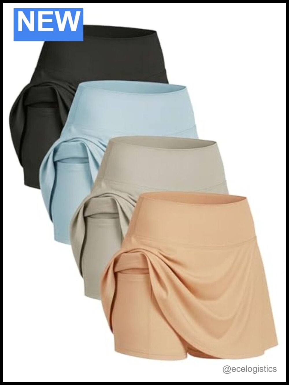 Ribbed Active Skort with Pockets Pull On Above Knee Tennis Golf